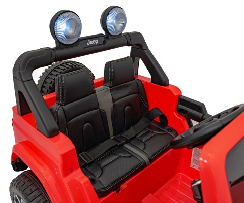 Jeep Wrangler Rubicon na akumulator dla dzieci Czerwony + Pilot + Radio MP3 LED + Koła EVA Jeep Wrangler Rubicon na akumulator dla dzieci Czerwony + Pilot + Radio MP3 LED + Koła EVA