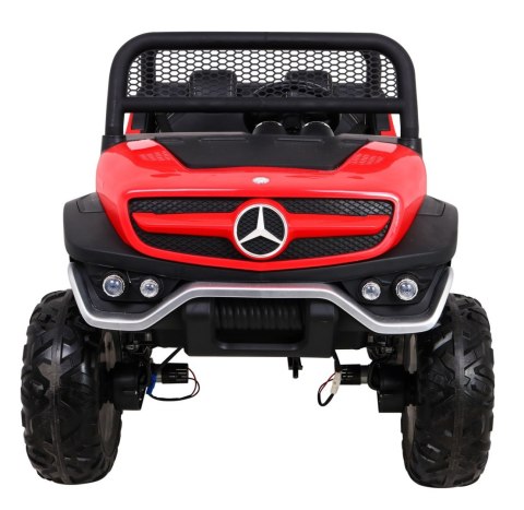 Mercedes Benz Unimog dla dzieci Czerwony + Napęd 4x4 + Pilot + Bagażnik + Wolny Start + MP3 LED Mercedes Benz Unimog dla dzieci Czerwony + Napęd 4x4 + Pilot + Bagażnik + Wolny Start + MP3 LED