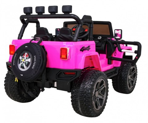 Auto terenowe typu jeep Monster 4x4 dla dzieci Różowy + Pilot + Regulacja siedzenia + Wolny Start + MP3 LED + Bagażnik + Plecak Auto terenowe typu jeep Monster 4x4 dla dzieci Różowy + Pilot + Regulacja siedzenia + Wolny Start + MP3 LED + Bagażnik + Plecak