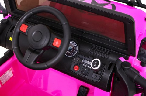 Auto terenowe typu jeep Monster 4x4 dla dzieci Różowy + Pilot + Regulacja siedzenia + Wolny Start + MP3 LED + Bagażnik + Plecak Auto terenowe typu jeep Monster 4x4 dla dzieci Różowy + Pilot + Regulacja siedzenia + Wolny Start + MP3 LED + Bagażnik + Plecak