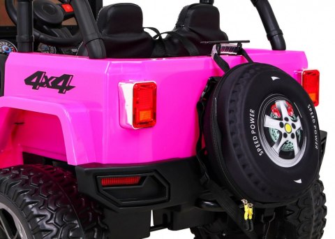 Auto terenowe typu jeep Monster 4x4 dla dzieci Różowy + Pilot + Regulacja siedzenia + Wolny Start + MP3 LED + Bagażnik + Plecak Auto terenowe typu jeep Monster 4x4 dla dzieci Różowy + Pilot + Regulacja siedzenia + Wolny Start + MP3 LED + Bagażnik + Plecak