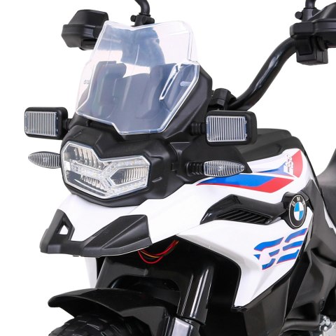 Motor BMW F850 GS na akumulator dla dzieci Biały + Kółka pomocnicze + Audio LED + Wolny Start + EVA Motor BMW F850 GS na akumulator dla dzieci Biały + Kółka pomocnicze + Audio LED + Wolny Start + EVA