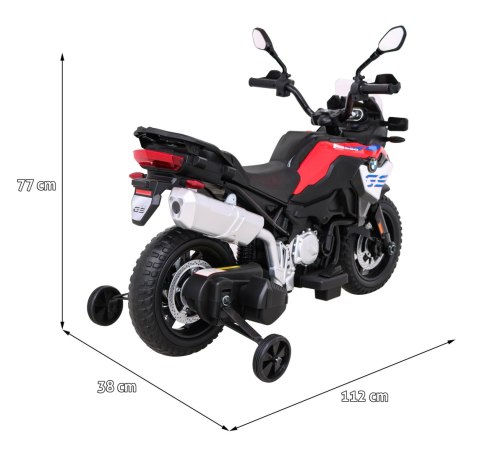 Motor BMW F850 GS na akumulator dla dzieci Czerwony + Kółka pomocnicze + Audio LED + Wolny Start + EVA Motor BMW F850 GS na akumulator dla dzieci Czerwony + Kółka pomocnicze + Audio LED + Wolny Start + EVA