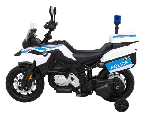 Motor Policyjny BMW F850 GS na akumulator dla dzieci + Kółka pomocnicze + Syrena + Światła + 2 Kufry + Wolny Start Motor Policyjny BMW F850 GS na akumulator dla dzieci + Kółka pomocnicze + Syrena + Światła + 2 Kufry + Wolny Start