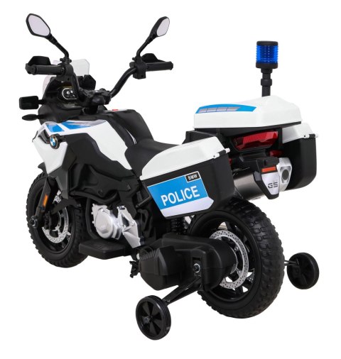Motor Policyjny BMW F850 GS na akumulator dla dzieci + Kółka pomocnicze + Syrena + Światła + 2 Kufry + Wolny Start Motor Policyjny BMW F850 GS na akumulator dla dzieci + Kółka pomocnicze + Syrena + Światła + 2 Kufry + Wolny Start
