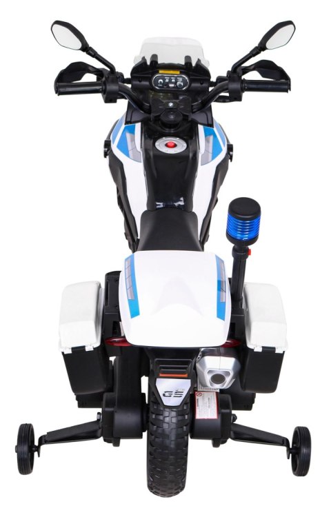 Motor Policyjny BMW F850 GS na akumulator dla dzieci + Kółka pomocnicze + Syrena + Światła + 2 Kufry + Wolny Start Motor Policyjny BMW F850 GS na akumulator dla dzieci + Kółka pomocnicze + Syrena + Światła + 2 Kufry + Wolny Start