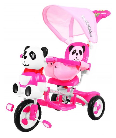 3-kołowy Rowerek dla dzieci Panda Różowy + Dźwięki + Daszek + Barierka + Podnóżek + Rączka + Schowek 3-kołowy Rowerek dla dzieci Panda Różowy + Dźwięki + Daszek + Barierka + Podnóżek + Rączka + Schowek