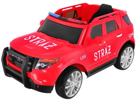 Auto SUV Straż Pożarna na akumulator dla dzieci + Syreny + Światła + Megafon + Pilot Auto SUV Straż Pożarna na akumulator dla dzieci + Syreny + Światła + Megafon + Pilot