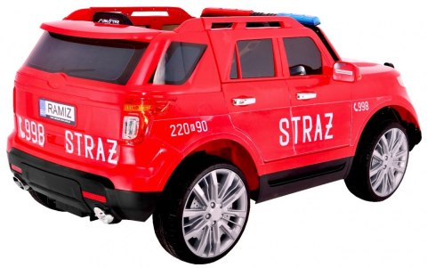 Auto SUV Straż Pożarna na akumulator dla dzieci + Syreny + Światła + Megafon + Pilot Auto SUV Straż Pożarna na akumulator dla dzieci + Syreny + Światła + Megafon + Pilot