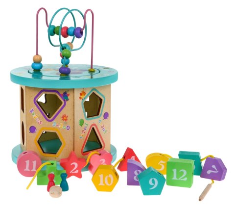 Drewniana multikostka edukacyjna 4w1 dla dzieci- sorter przeplatanka planszówka Drewniana multikostka edukacyjna 4w1 dla dzieci- sorter przeplatanka planszówka