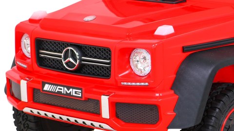 Mercedes G63 AMG Autko na akumulator Czerwony + Pilot + 6 kół EVA + Wolny Start + MP3 LED Mercedes G63 AMG Autko na akumulator Czerwony + Pilot + 6 kół EVA + Wolny Start + MP3 LED