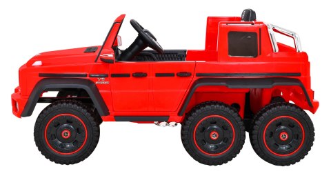 Mercedes G63 AMG Autko na akumulator Czerwony + Pilot + 6 kół EVA + Wolny Start + MP3 LED Mercedes G63 AMG Autko na akumulator Czerwony + Pilot + 6 kół EVA + Wolny Start + MP3 LED