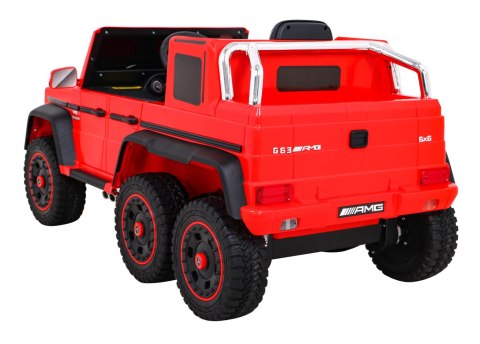 Mercedes G63 AMG Autko na akumulator Czerwony + Pilot + 6 kół EVA + Wolny Start + MP3 LED Mercedes G63 AMG Autko na akumulator Czerwony + Pilot + 6 kół EVA + Wolny Start + MP3 LED