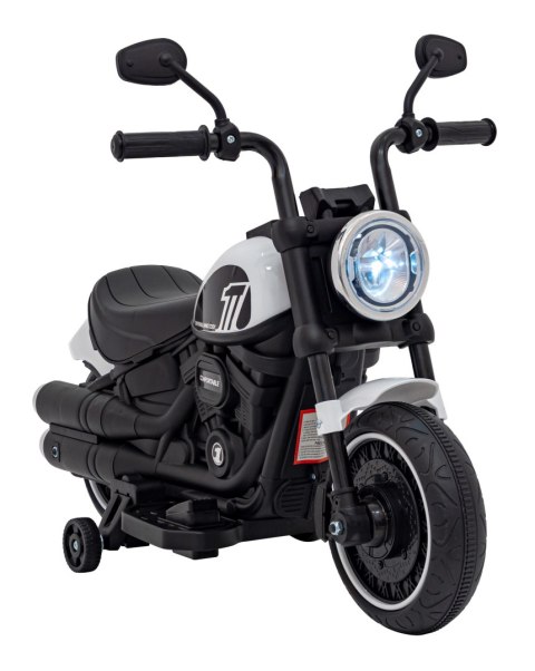 Motorek Chopper FASTER na akumulator dla dzieci Biały + Radio FM + Panel audio + LED Motorek Chopper FASTER na akumulator dla dzieci Biały + Radio FM + Panel audio + LED
