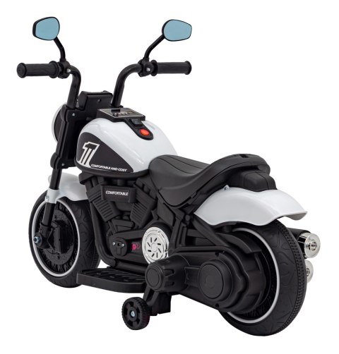 Motorek Chopper FASTER na akumulator dla dzieci Biały + Radio FM + Panel audio + LED Motorek Chopper FASTER na akumulator dla dzieci Biały + Radio FM + Panel audio + LED