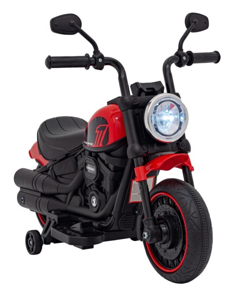 Motorek Chopper FASTER na akumulator dla dzieci Czerwony + Radio FM + Panel audio + LED Motorek Chopper FASTER na akumulator dla dzieci Czerwony + Radio FM + Panel audio + LED