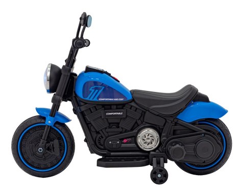 Motorek Chopper FASTER na akumulator dla dzieci Niebieski + Radio FM + Panel audio + LED Motorek Chopper FASTER na akumulator dla dzieci Niebieski + Radio FM + Panel audio + LED