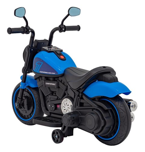 Motorek Chopper FASTER na akumulator dla dzieci Niebieski + Radio FM + Panel audio + LED Motorek Chopper FASTER na akumulator dla dzieci Niebieski + Radio FM + Panel audio + LED