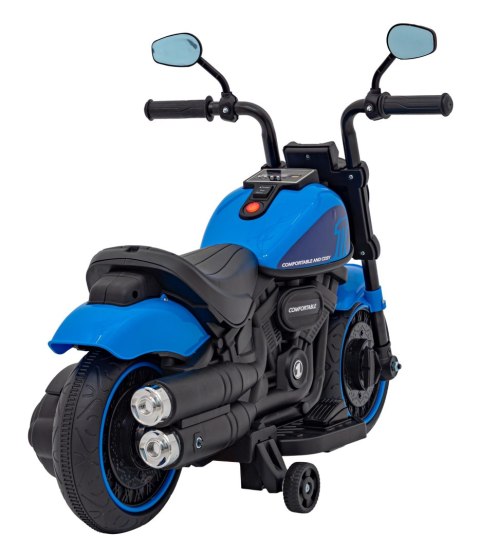 Motorek Chopper FASTER na akumulator dla dzieci Niebieski + Radio FM + Panel audio + LED Motorek Chopper FASTER na akumulator dla dzieci Niebieski + Radio FM + Panel audio + LED