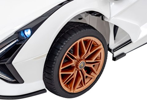 Lamborghini SIAN na akumulator dla dzieci Biały + Pilot + EVA + Wolny Start + Audio LED Lamborghini SIAN na akumulator dla dzieci Biały + Pilot + EVA + Wolny Start + Audio LED
