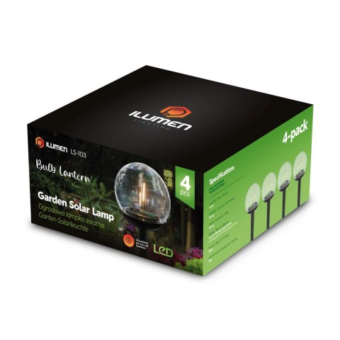 Lampka solarna przeźroczysta kula 4szt Ilumen LS-103 Ilumen Lampka solarna przeźroczysta kula 4szt Ilumen LS-103 Ilumen