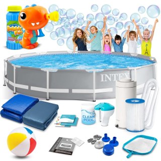 Basen ogrodowy stelażowy 366 x 76 cm 16w1 INTEX 26712 + maszyna do baniek GRATIS Intex