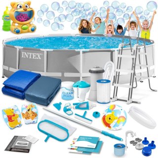 Basen ogrodowy stelażowy 427 x 107 cm 21w1 INTEX 26720 + maszynka do baniek GRATIS Intex