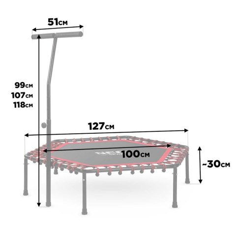 Trampolina fitness z uchwytem 127 cm Neo-Sport - sześciokątna czerwona Neo-Sport Trampolina fitness z uchwytem 127 cm Neo-Sport - sześciokątna czerwona Neo-Sport