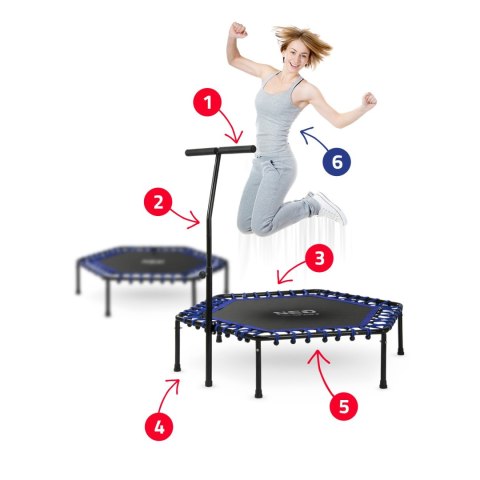 Trampolina fitness z uchwytem 127 cm Neo-Sport - sześciokątna niebieska Neo-Sport Trampolina fitness z uchwytem 127 cm Neo-Sport - sześciokątna niebieska Neo-Sport