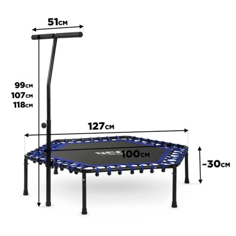 Trampolina fitness z uchwytem 127 cm Neo-Sport - sześciokątna niebieska Neo-Sport Trampolina fitness z uchwytem 127 cm Neo-Sport - sześciokątna niebieska Neo-Sport