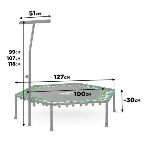 Trampolina fitness z uchwytem 127 cm Neo-Sport - sześciokątna zielona Neo-Sport Trampolina fitness z uchwytem 127 cm Neo-Sport - sześciokątna zielona Neo-Sport