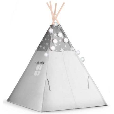 Namiot tipi dla dzieci z girlandą i światełkami Nukido - szare w gwiazdki Nukido Namiot tipi dla dzieci z girlandą i światełkami Nukido - szare w gwiazdki Nukido