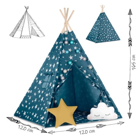 Namiot tipi dla dzieci ze światełkami Nukido - niebieski Nukido Namiot tipi dla dzieci ze światełkami Nukido - niebieski Nukido