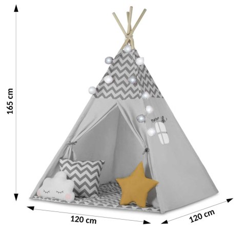 Namiot tipi dla dzieci ze światełkami Nukido - szary Nukido Namiot tipi dla dzieci ze światełkami Nukido - szary Nukido