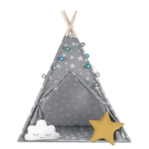 Namiot tipi dla dzieci ze światełkami Nukido - szary w gwiazdki Nukido Namiot tipi dla dzieci ze światełkami Nukido - szary w gwiazdki Nukido