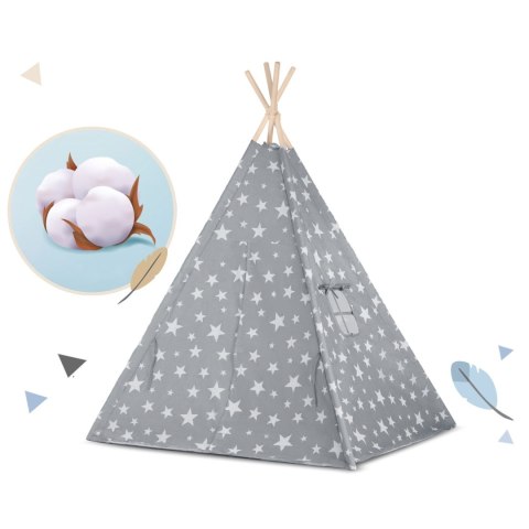 Namiot tipi dla dzieci ze światełkami Nukido - szary w gwiazdki Nukido Namiot tipi dla dzieci ze światełkami Nukido - szary w gwiazdki Nukido
