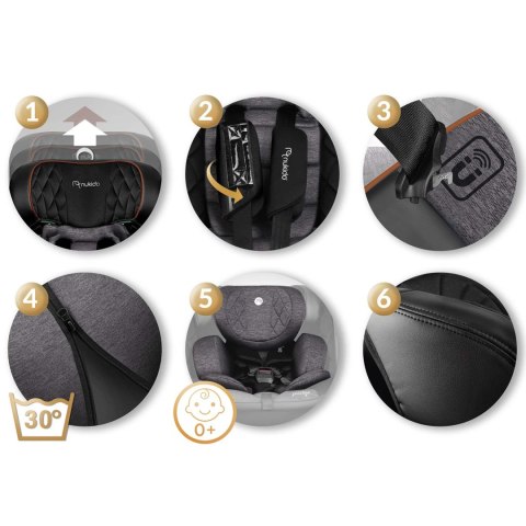 Fotelik samochodowy Nukido Prestige Line czarno-szary 0-36 kg ISOFIX Nukido Fotelik samochodowy Nukido Prestige Line czarno-szary 0-36 kg ISOFIX Nukido
