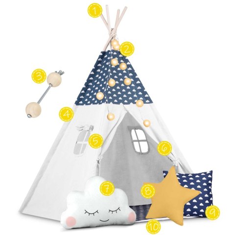 Namiot tipi dla dzieci ze światełkami Nukido - granatowy Nukido Namiot tipi dla dzieci ze światełkami Nukido - granatowy Nukido