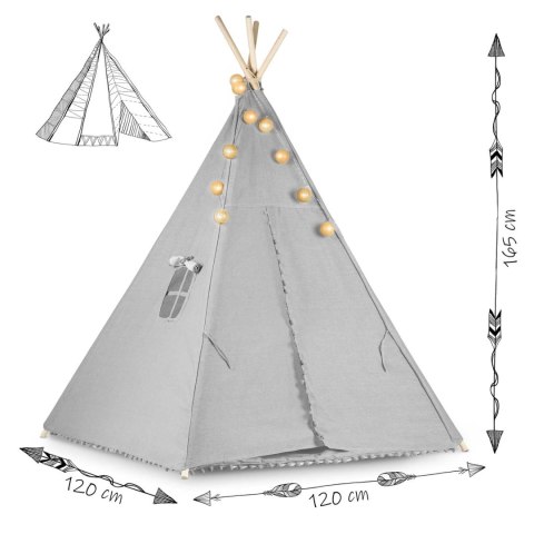 Namiot tipi dla dzieci ze światełkami Nukido - szary Nukido Namiot tipi dla dzieci ze światełkami Nukido - szary Nukido