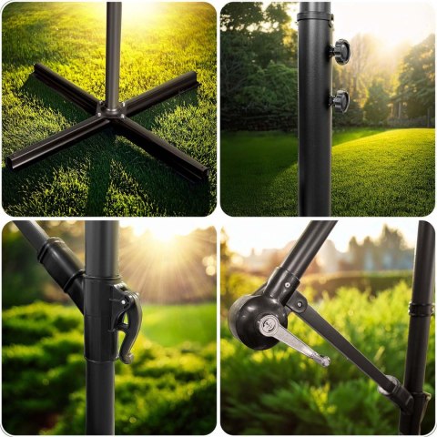Parasol ogrodowy składany 6 segmentowy 350 cm z pokrowcem Plonos PL-880 Plonos