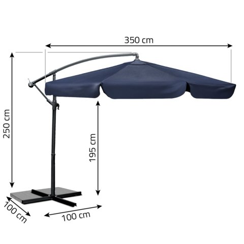 Parasol ogrodowy składany 6 segmentowy 350 cm z pokrowcem Plonos PL-880 Plonos