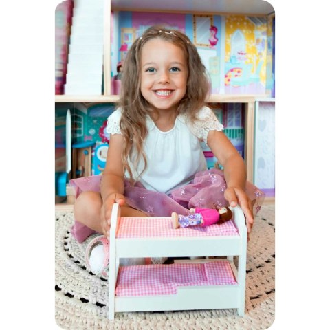 Drewniany domek dla lalek duży 3-piętrowy z windą i lampką LED Ricokids Drewniany domek dla lalek duży 3-piętrowy z windą i lampką LED Ricokids