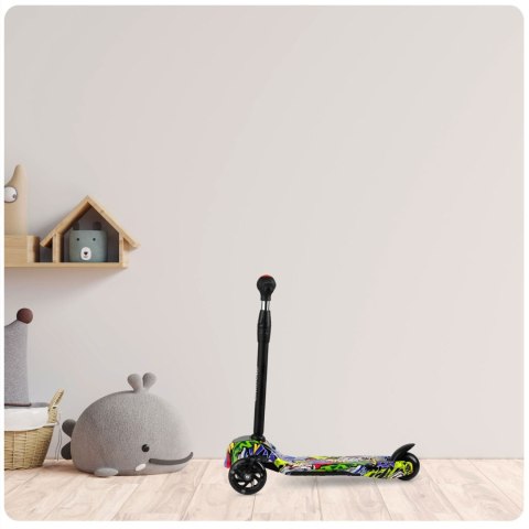 Hulajnoga trójkołowa Ricokids Piko - czarna w kolorowe wzory Ricokids Hulajnoga trójkołowa Ricokids Piko - czarna w kolorowe wzory Ricokids