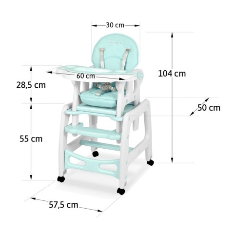 Krzesełko do karmienia 5w1 Sinco turkusowe Ricokids Krzesełko do karmienia 5w1 Sinco turkusowe Ricokids