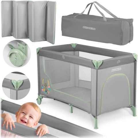 Łóżeczko turystyczne 125 x 65 x 78 cm RK-240 szaro-miętowe Ricokids Łóżeczko turystyczne 125 x 65 x 78 cm RK-240 szaro-miętowe Ricokids