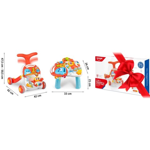 Pchacz stolik edukacyjny 2w1 RK-810 biało-czerwony Ricokids Pchacz stolik edukacyjny 2w1 RK-810 biało-czerwony Ricokids