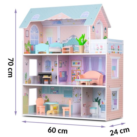 Duży Drewniany domek dla lalek 3-piętrowy Ricokids RK-878 Ricokids Duży Drewniany domek dla lalek 3-piętrowy Ricokids RK-878 Ricokids
