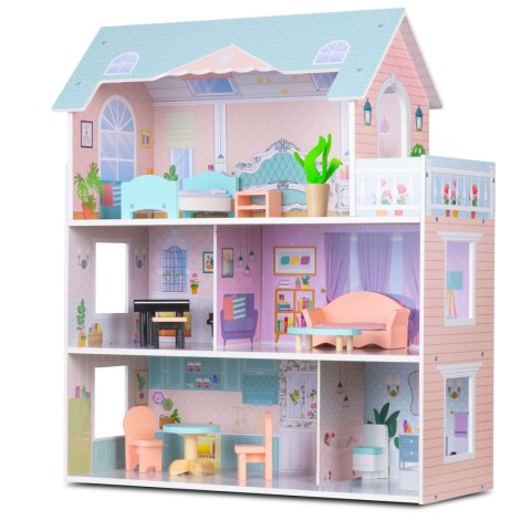 Duży Drewniany domek dla lalek 3-piętrowy Ricokids RK-878 Ricokids Duży Drewniany domek dla lalek 3-piętrowy Ricokids RK-878 Ricokids