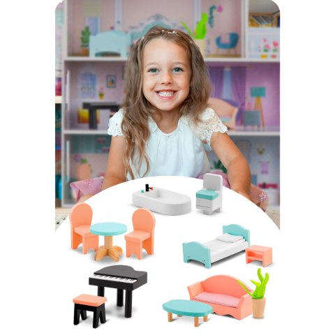 Duży Drewniany domek dla lalek 3-piętrowy Ricokids RK-878 Ricokids Duży Drewniany domek dla lalek 3-piętrowy Ricokids RK-878 Ricokids