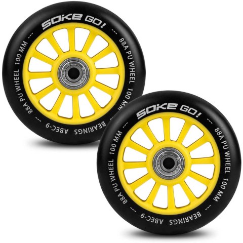Kółka do hulajnogi 100 mm żółte 2 szt SOKE Kółka do hulajnogi 100 mm żółte 2 szt SOKE